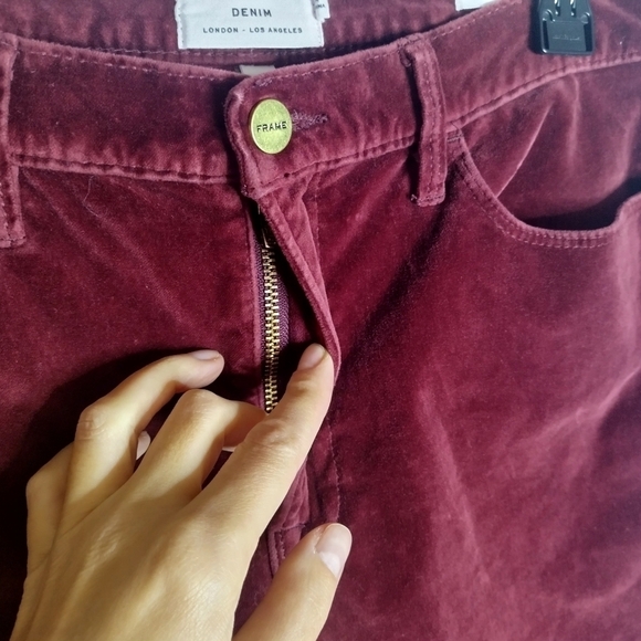 Frame Le High Skinny Velvet Jeans in Pinot Burgundy sz 31 - Picture 5 of 11